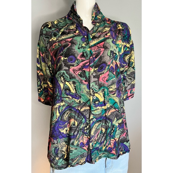 vintage 90s Fierce : rayon button up - Picture 2 of 11